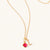 July 18k Gold Vermeil Initial & Birthstone Gemstone Charm Necklace Ruby Quartz