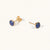 September 18k Gold Vermeil Birthstone Gemstone Bezel Set Stud Earrings Lapis Lazuli