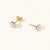 June 18k Gold Vermeil Birthstone Gemstone Bezel Set Stud Earrings Pearl