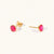 July 18k Gold Vermeil Birthstone Gemstone Bezel Set Stud Earrings Ruby Quartz