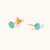 December 18k Gold Vermeil Birthstone Gemstone Bezel Set Stud Earrings Turquoise