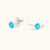 December Sterling Silver Birthstone Gemstone Bezel Set Stud Earrings Turquoise