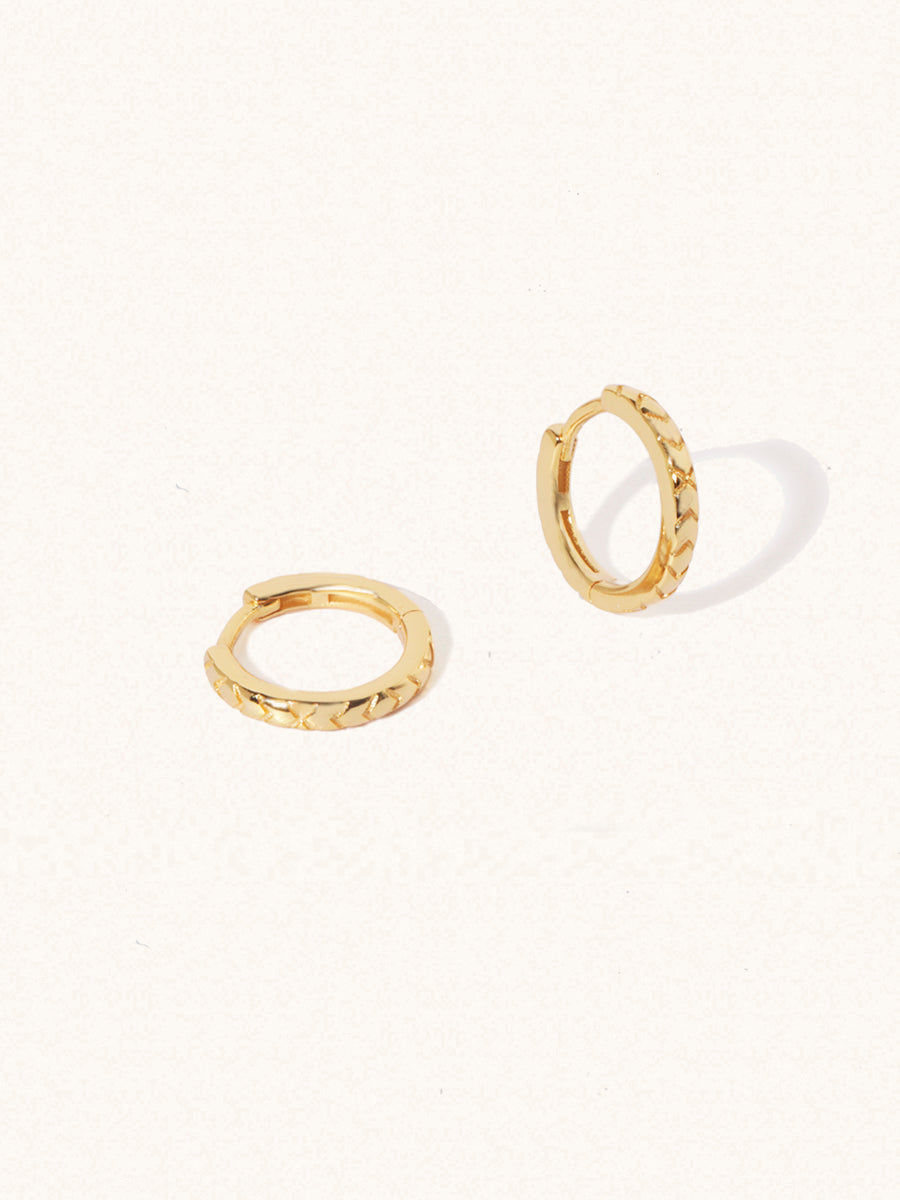 18k gold Vermeil Snake Effect Textured Huggie Hoop Earrings