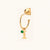 May 18k Gold Vermeil Initial & Birthstone Gemstone Personalised Hoop Earrings Emerald Quartz