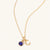 September 18k Gold Vermeil Initial & Birthstone Gemstone Charm Necklace Lapis Lazuli