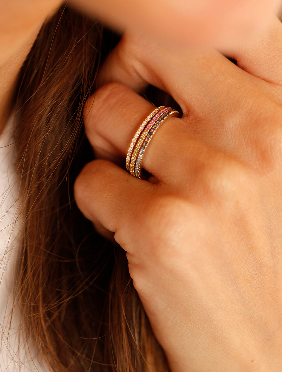 9K Gold Blue Sapphire & Blue Topaz Eternity Ring